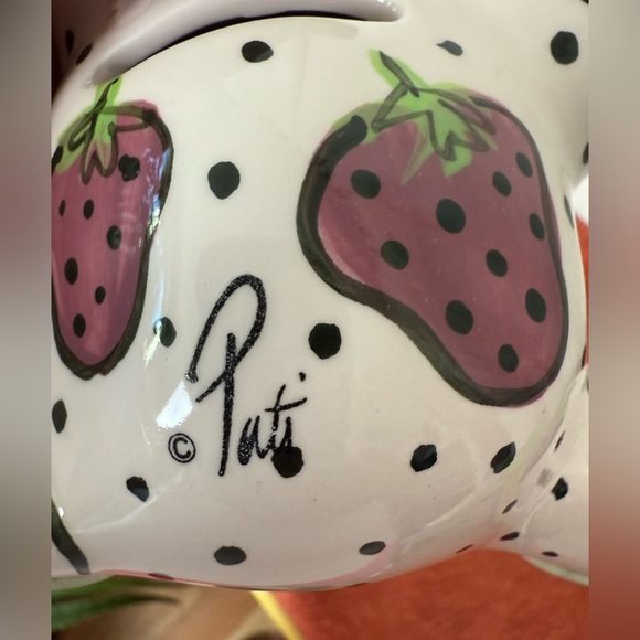 Bella Casa by Ganz 'MEOWBERRY' Kitty Cat Piggy Bank EUC Pink & purple Strawberry - Picture 7 of 7